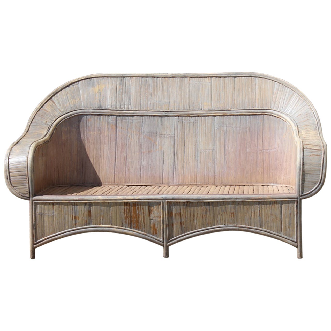 1930s Style Large Bamboo Garden Bench