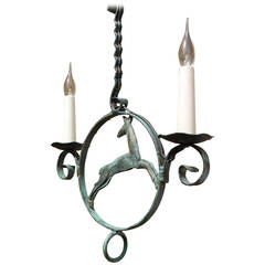 Charming Art Deco Two-Arm Chandelier