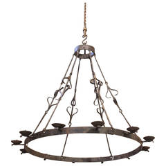 Large Mid-20th Century Wrought Iron Spanish Ceiling Light Large Mid-20th Century Wrought Iron Spanish Ceiling Light
