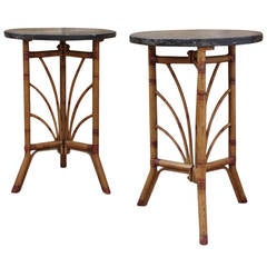 Pair of circa 1920s Faux Bamboo Occasional Tables