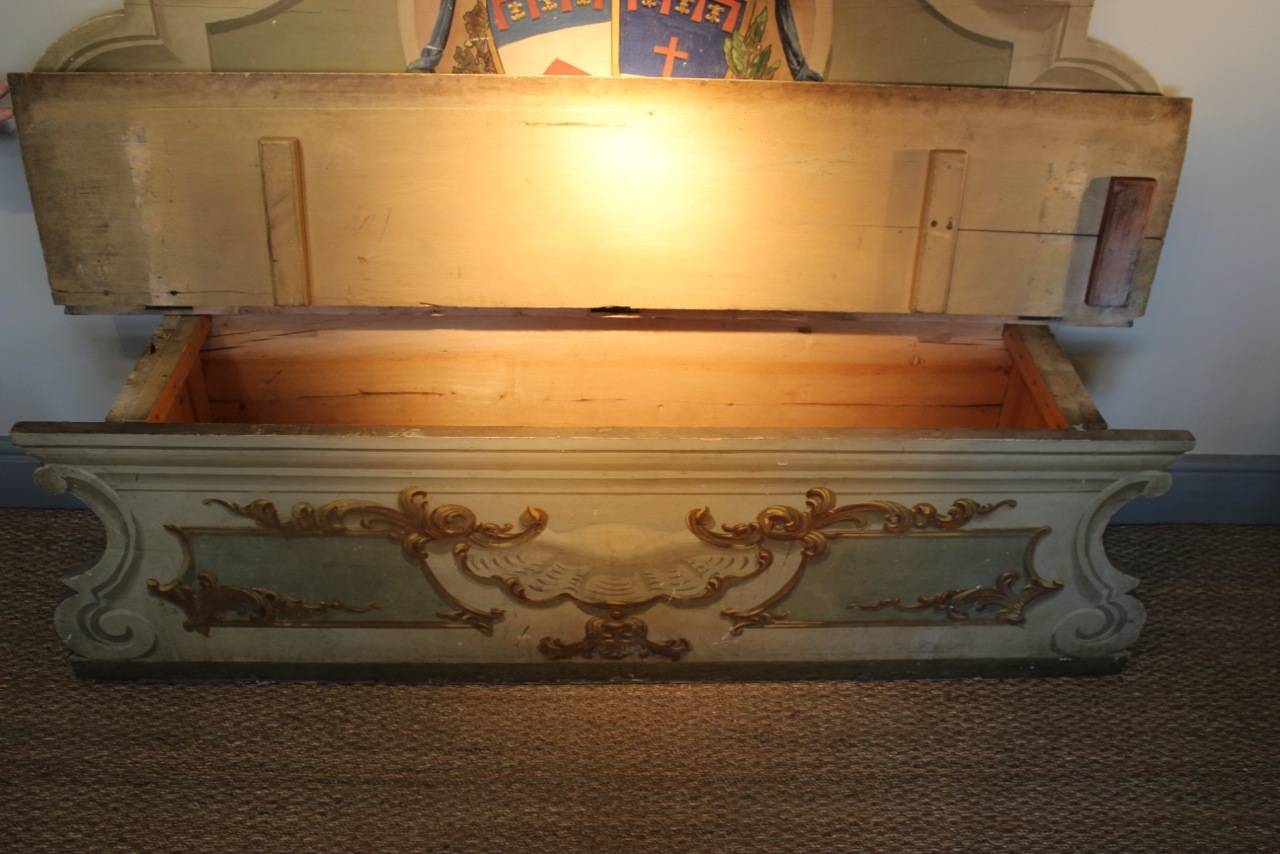 19th Century Painted Italian Hall Bench 1