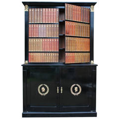 Antique French Empoire Ebonized Bookcase, circa 1900