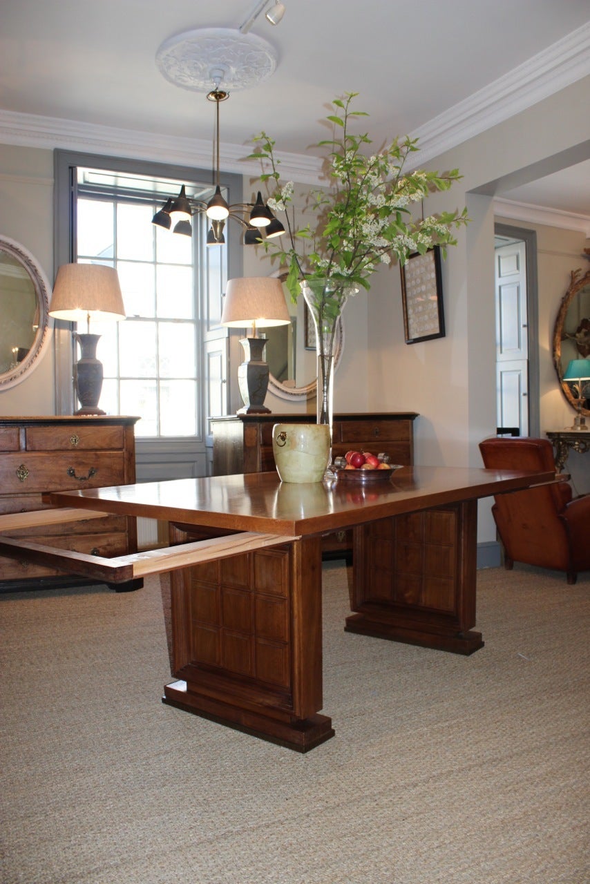 Stylish 1940s Walnut Dining Table or Desk For Sale 2