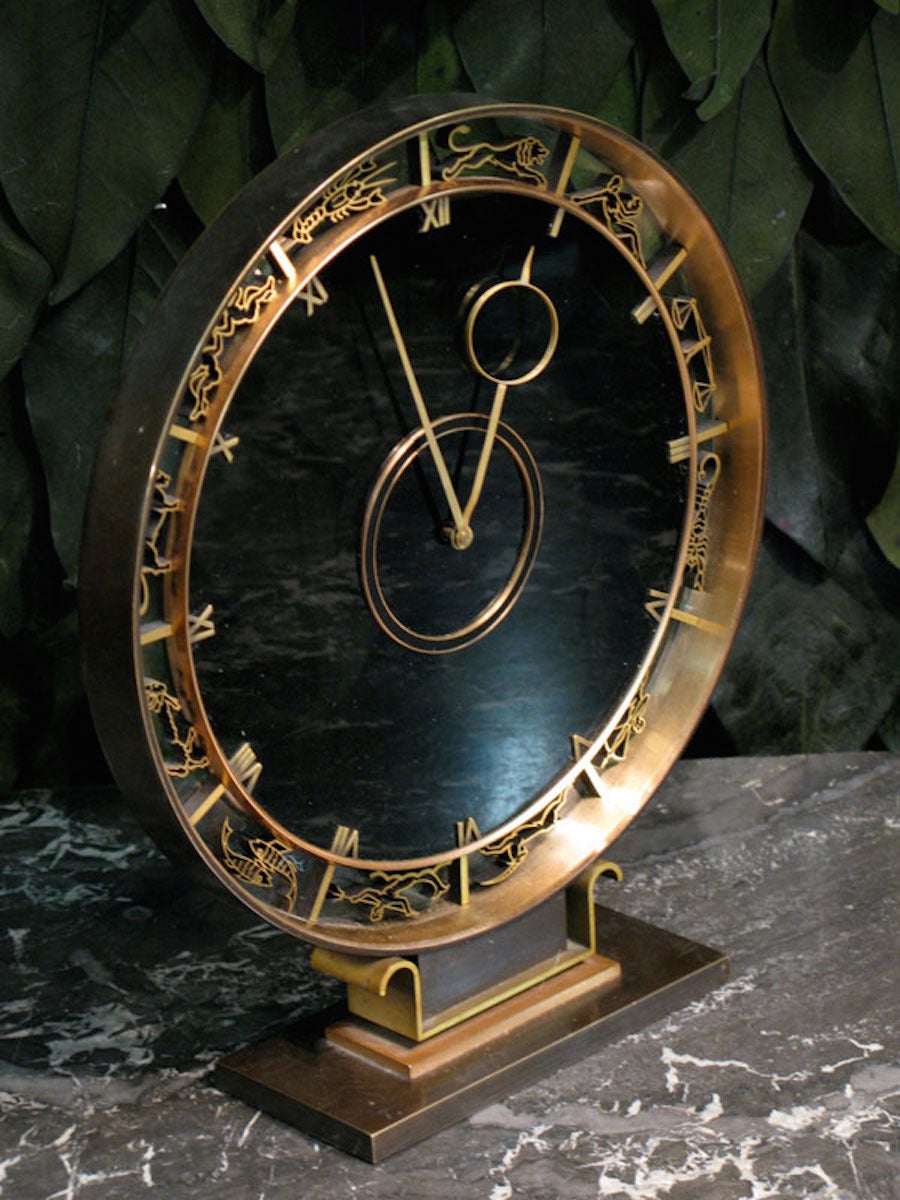 Wonderful Art Deco Zodiac Mantle Clock In Good Condition In Gloucestershire, GB