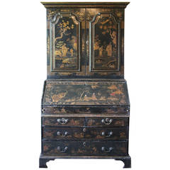 18th Century English George I Japanned Bureau Bookcase