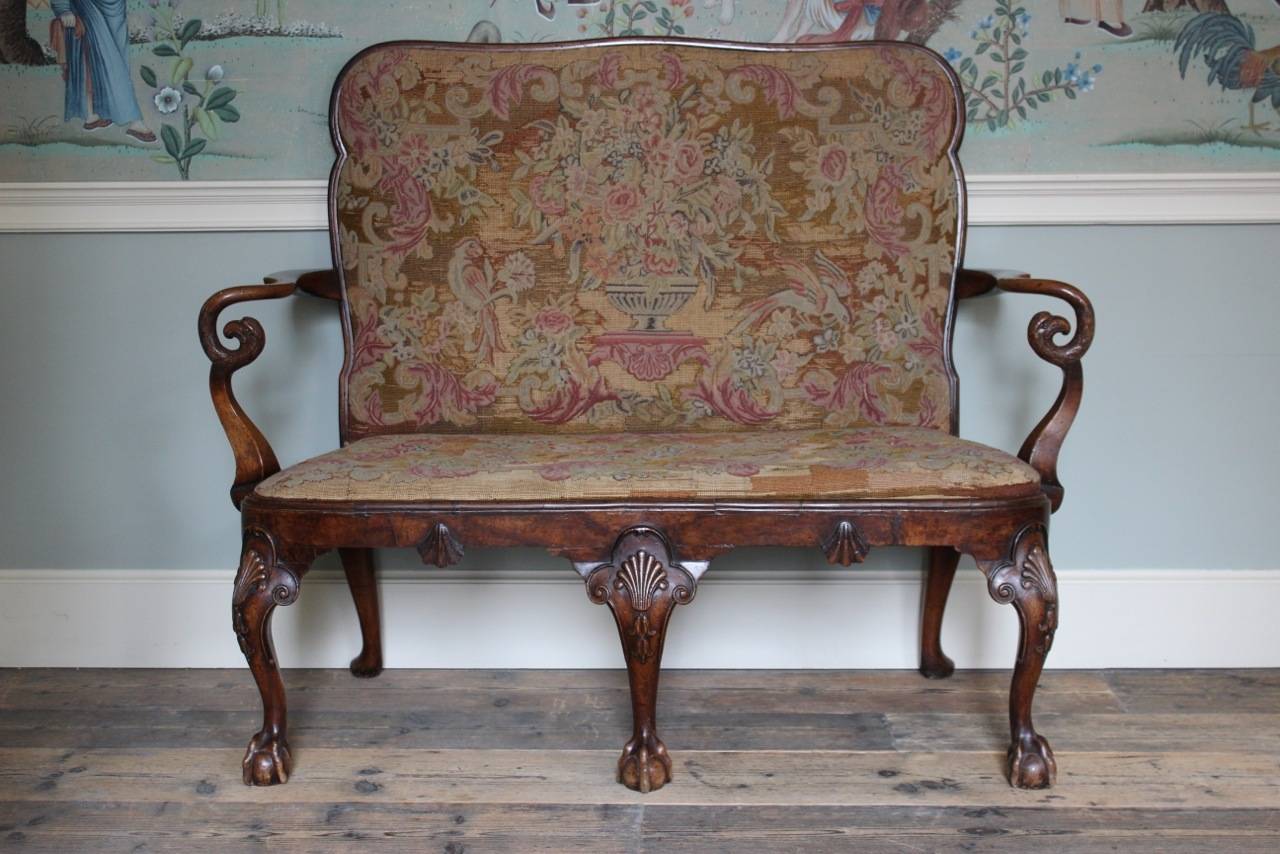 Fine Quality English George II Carved Walnut Sofa