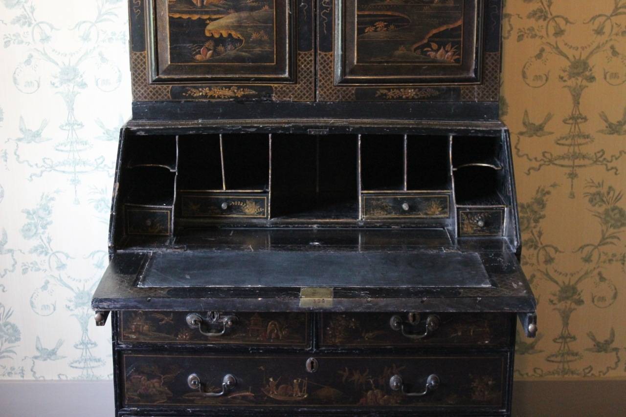 18th Century English George I Japanned Bureau Bookcase 1