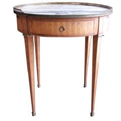 French Circular Table with Marble Top and Herringbone Inlay