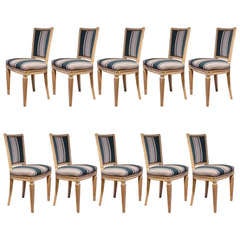 Set of 10 Antique French Dining Chairs in the Louis XVI taste