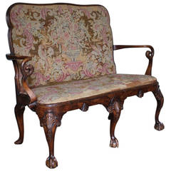Antique Fine Quality English George II Carved Walnut Sofa