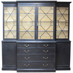 Late 19th Century English Breakfront Painted Bookcase