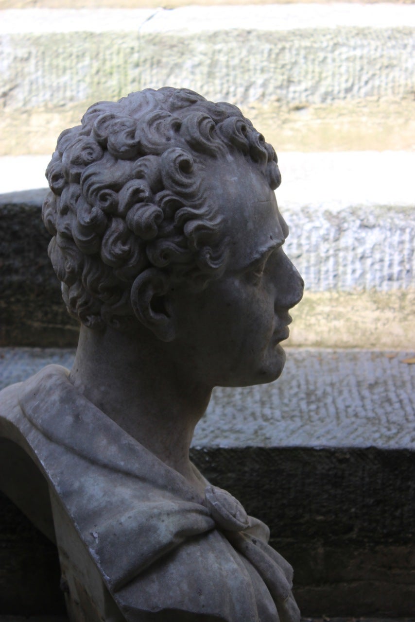 19th Century Marble Bust of George Lord Byron Statue by John Evan Thomas