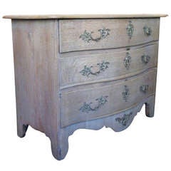 18th Cent Bleached Oak Swedish Bow Fronted Commode