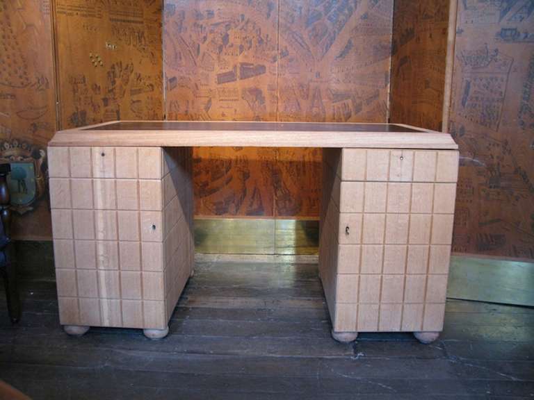 Stylish Art Deco Bleached Oak Desk