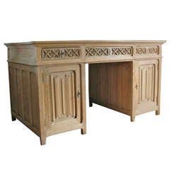 19th Cent English Gothic Revival Desk in Bleached Oak