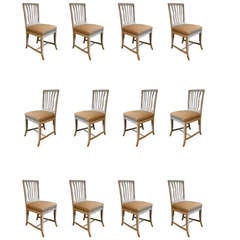 Set of Twelve Antique Painted Swedish Dining Chairs