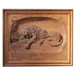 Exquisite C19th Carved Fruitwood Panel of the Lion of Lucerne