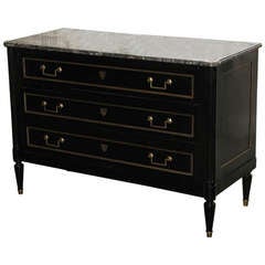 Smart 19th Cent French Ebonised Commode in the Louis XVI Taste