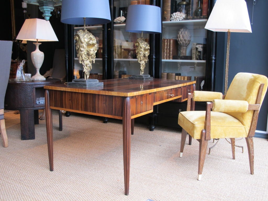 Mid-20th Century Macassar Ebony And Satinwood Art Deco Desk