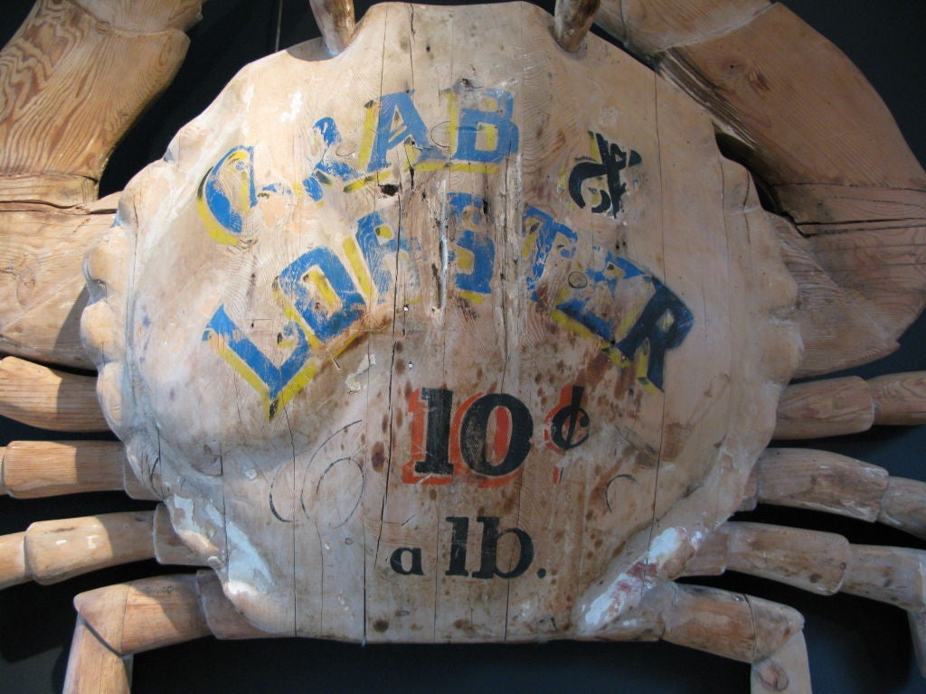 20th Century A Rare, Circa 1900 Carved Wood Advertising Crab