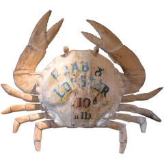 A Rare, Circa 1900 Carved Wood Advertising Crab