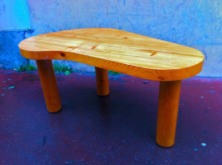 Mid-20th Century Charlotte Perriand Attributed Boomerang Tripod Coffee Table For Sale