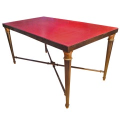Maison Jansen 1970s Metal and Red Hermes Coffee Table