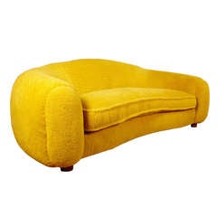 Jean Royère Genuine Iconic "Ours Polaire" Couch in Yellow Wool Faux Fur 8