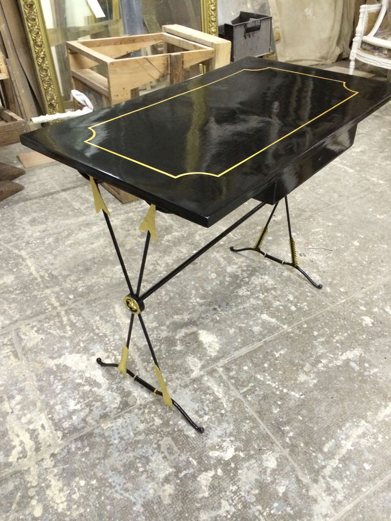 Neoclassical Dolt Exquisite 1940s One Drawer Lady Desk in Wrought Iron For Sale