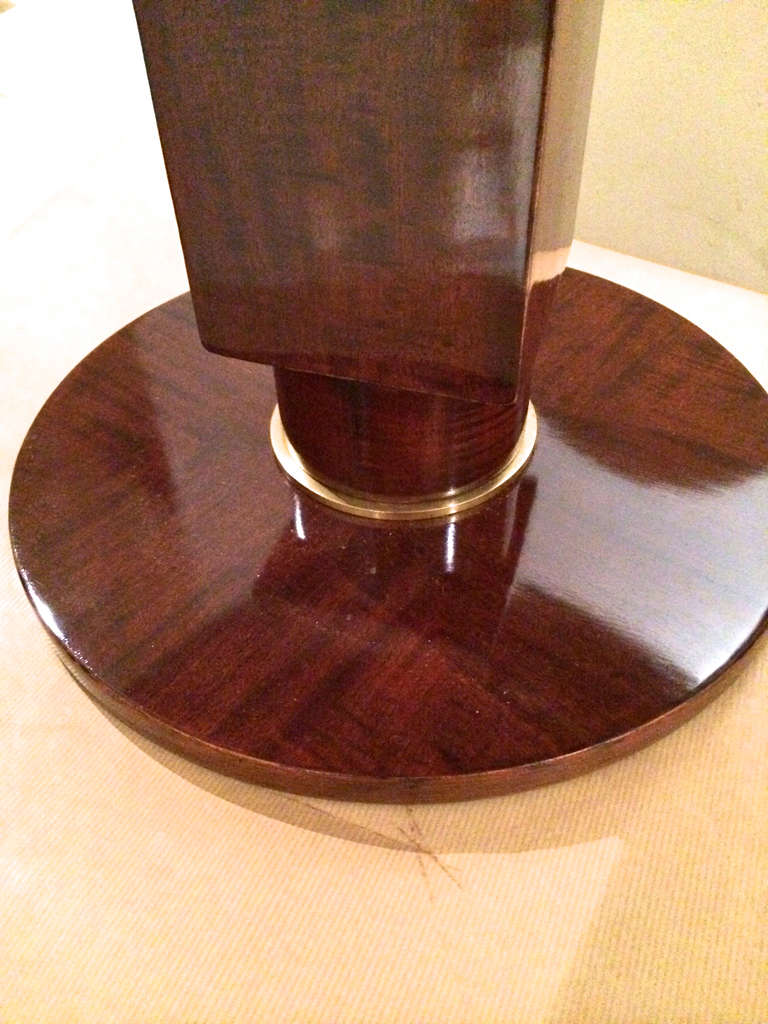 Mid-Century Modern Jules Leleu Stamped Coffee Table with Amazing Marble Top and Gold Bronze Hardwar For Sale