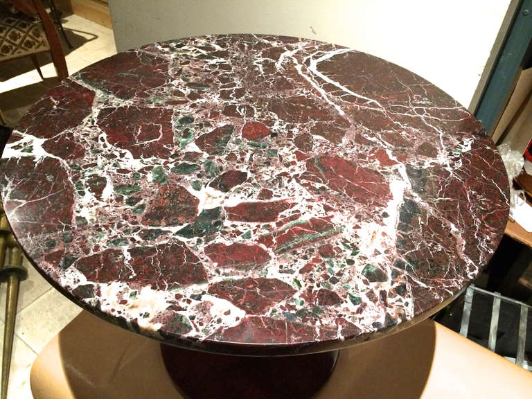 French Jules Leleu Stamped Coffee Table with Amazing Marble Top and Gold Bronze Hardwar For Sale