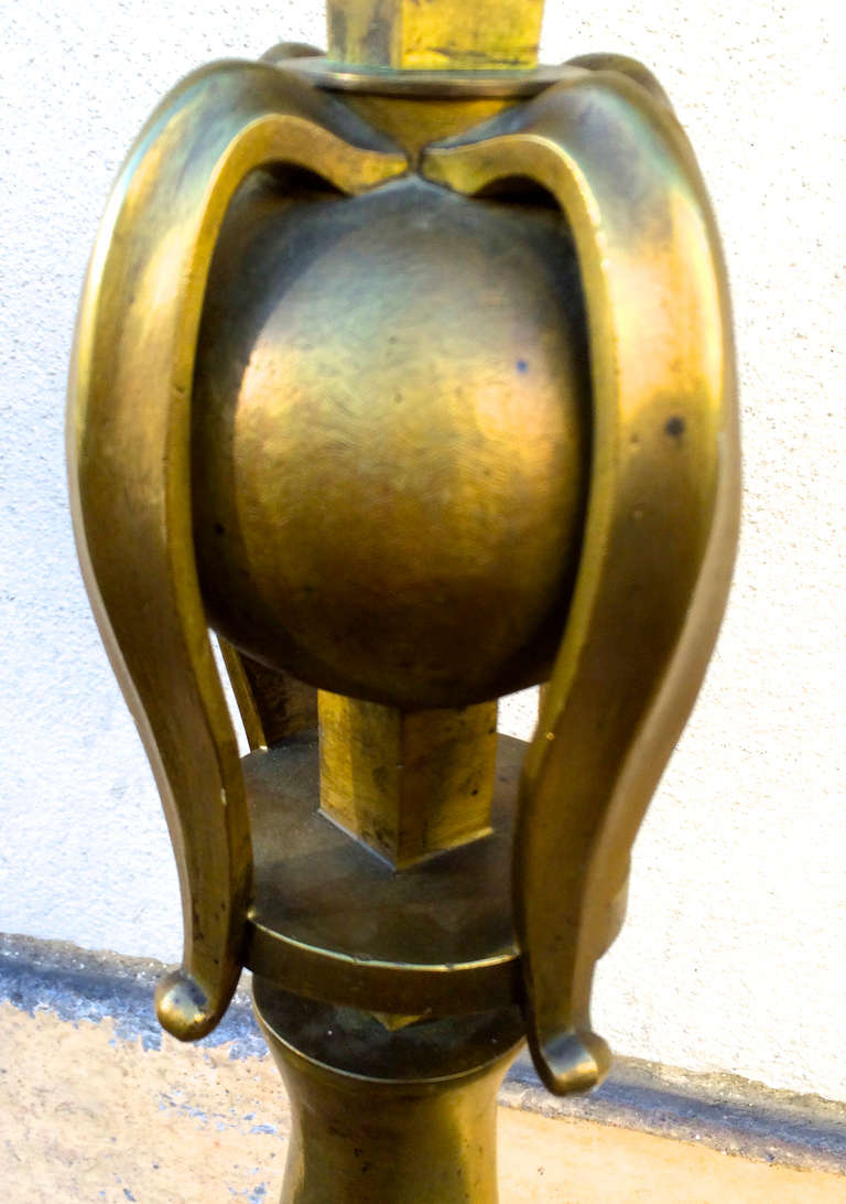 Modern Standing Lamp in Solid Gold Bronze from the 1970s For Sale