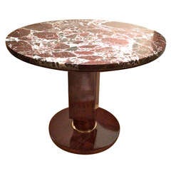 Jules Leleu Stamped Coffee Table with Amazing Marble Top and Gold Bronze Hardwar Jules Leleu Stamped Coffee Table with Amazing Marble Top and Gold Bronze Hardwar