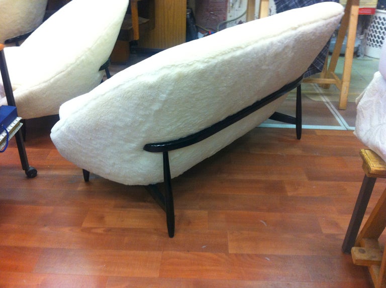 Theo Ruth for Artifort 1950s Couch Newly Reupholstered in Wool Faux Fur For Sale 2