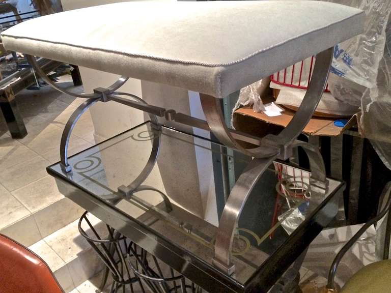 Jacques Quinet 1940s Attributed to Powerful Big Bench in Brushed Steel