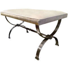 Jacques Quinet 1940s Attributed to Powerful Big Bench in Brushed Steel