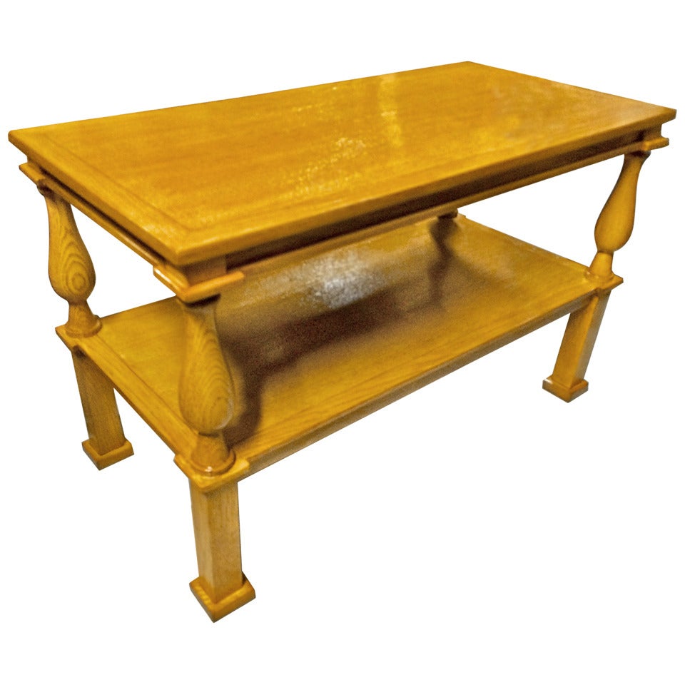 Andre Arbus Genuine Documented Neoclassical Blond Oak Coffee Table For Sale