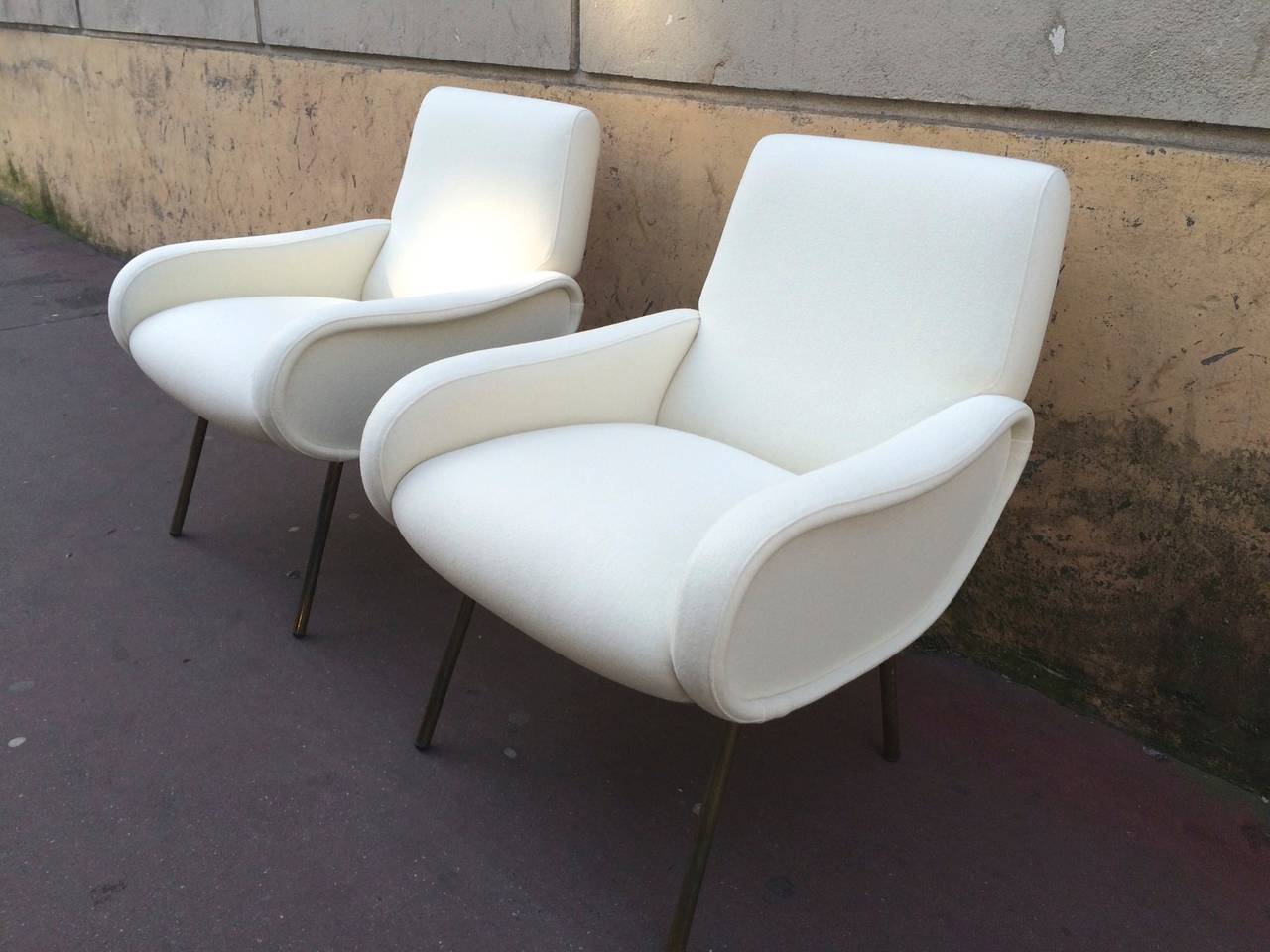 Marco Zanuso Pair of Vintage Model Lady High Seat Version, Recovered in Kvadrat 3