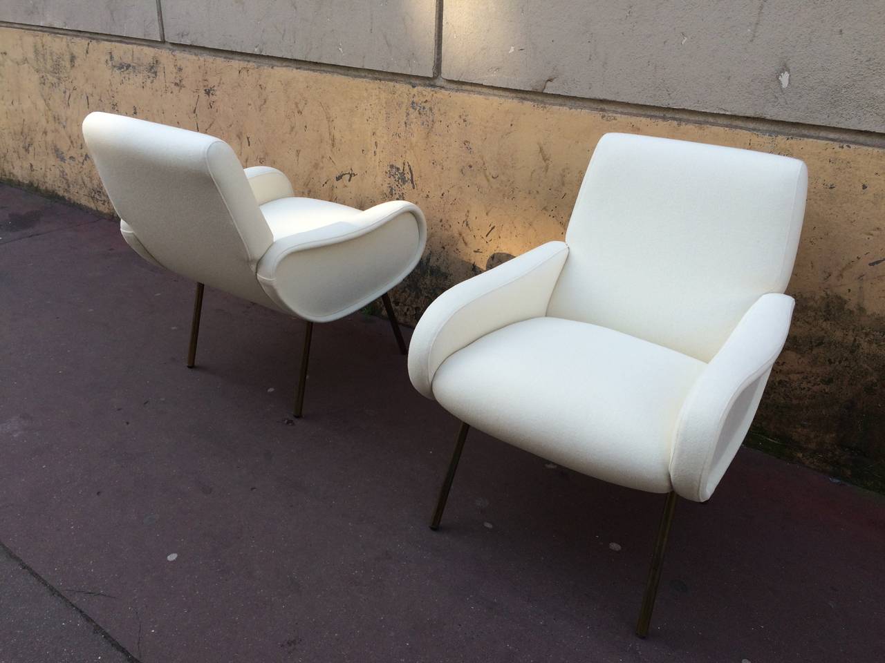 Marco Zanuso Pair of Vintage Model Lady High Seat Version, Recovered in Kvadrat 1