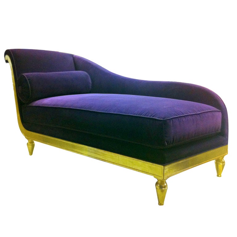Maurice Hirsch Superb "Chaise" Re-gilded and Newly Upholstered For Sale