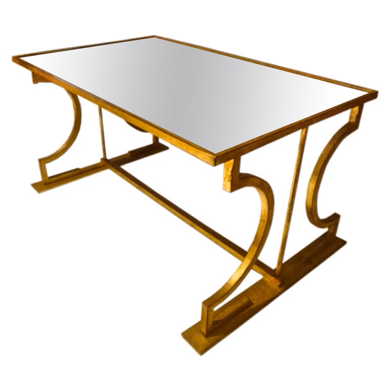 Marc Duplantier Neo Classic Gold Leaf Wrought Iron Coffee Table