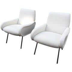 Marco Zanuso Pair of Vintage Model Lady High Seat Version, Recovered in Kvadrat