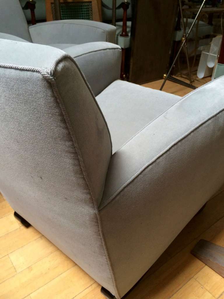 Maison Dominique Chicest Rare Pair of Armchairs Newly Reupholstered in Velvet For Sale 1
