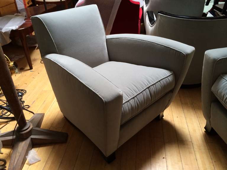 Maison Dominique Chicest Rare Pair of Armchairs Newly Reupholstered in Velvet For Sale 3