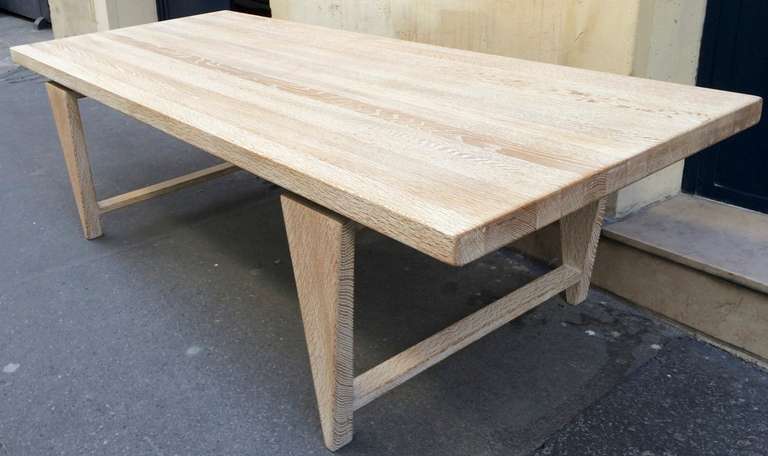 Illum Wikkelsø sand blasted washed cerused solid oak long coffee table.
