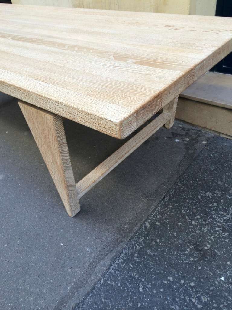 Illum Wikkelsø Sand Blasted Washed Cerused Solid Oak Long Coffee Table In Excellent Condition In Paris, ile de france