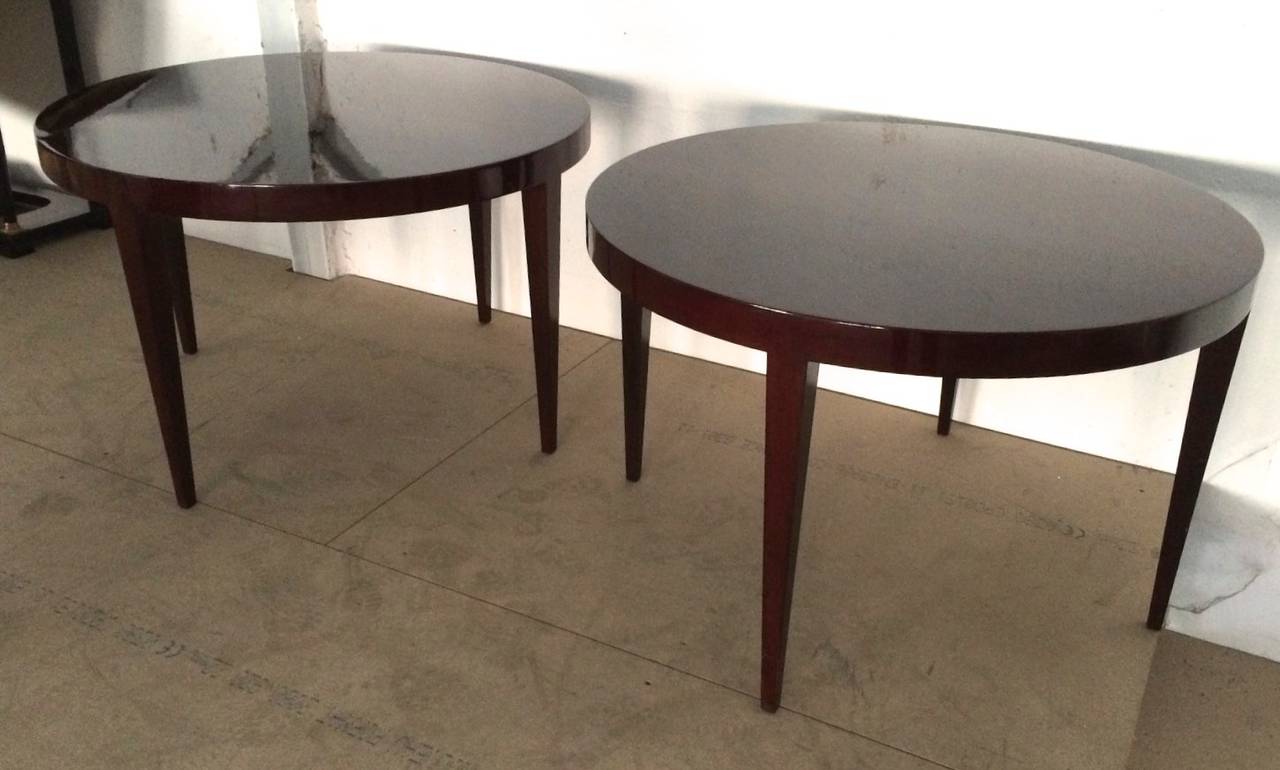 Severin Hansen rare large pair of round rosewood coffee or side tables.