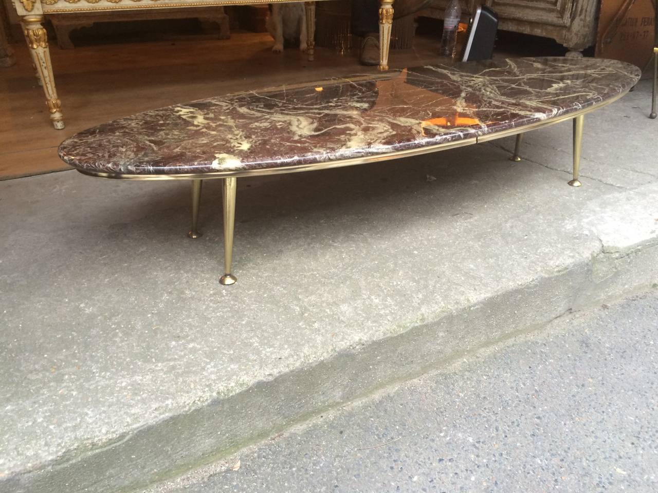 Mid-20th Century Italian Superb Long Oval Surfboard Look Slender Coffee Table