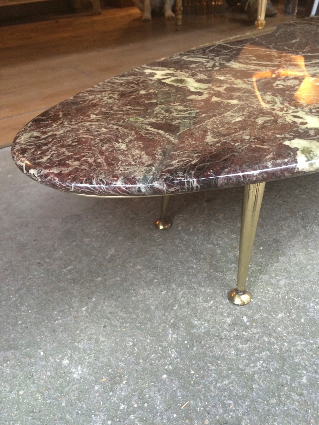 Mid-Century Modern Italian Superb Long Oval Surfboard Look Slender Coffee Table