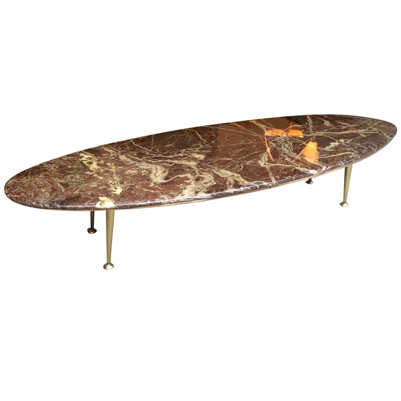 Italian Superb Long Oval Surfboard Look Slender Coffee Table
